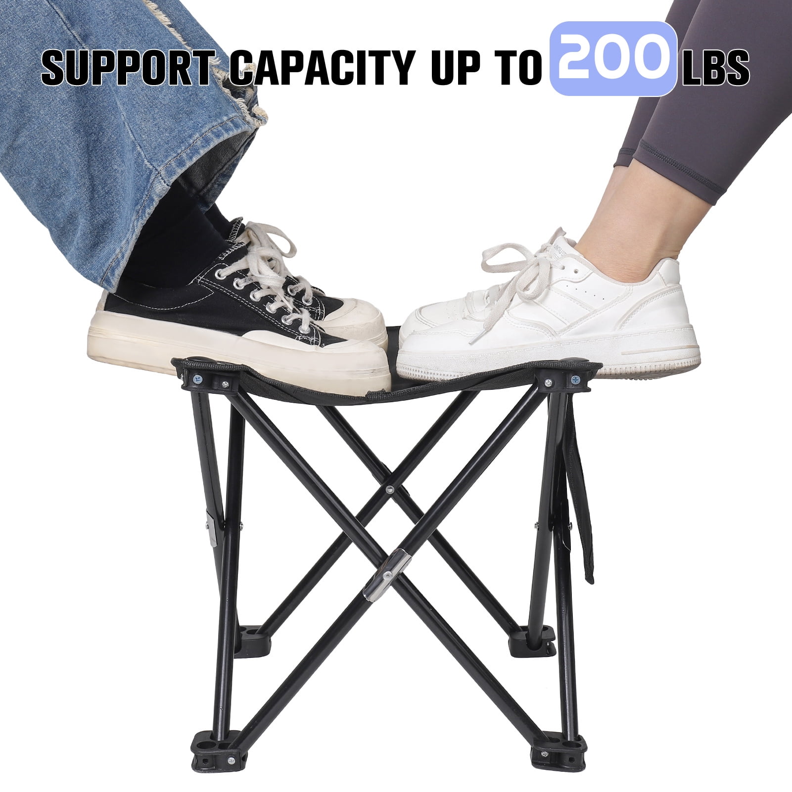 HEQUSIGNS 2PCS Folding Camping Stool, Portable Outdoor Camping Chair with Storage Bag, Lightweight 200 LB Bearing Capacity Chair for Adult Fishing Hiking Gardening