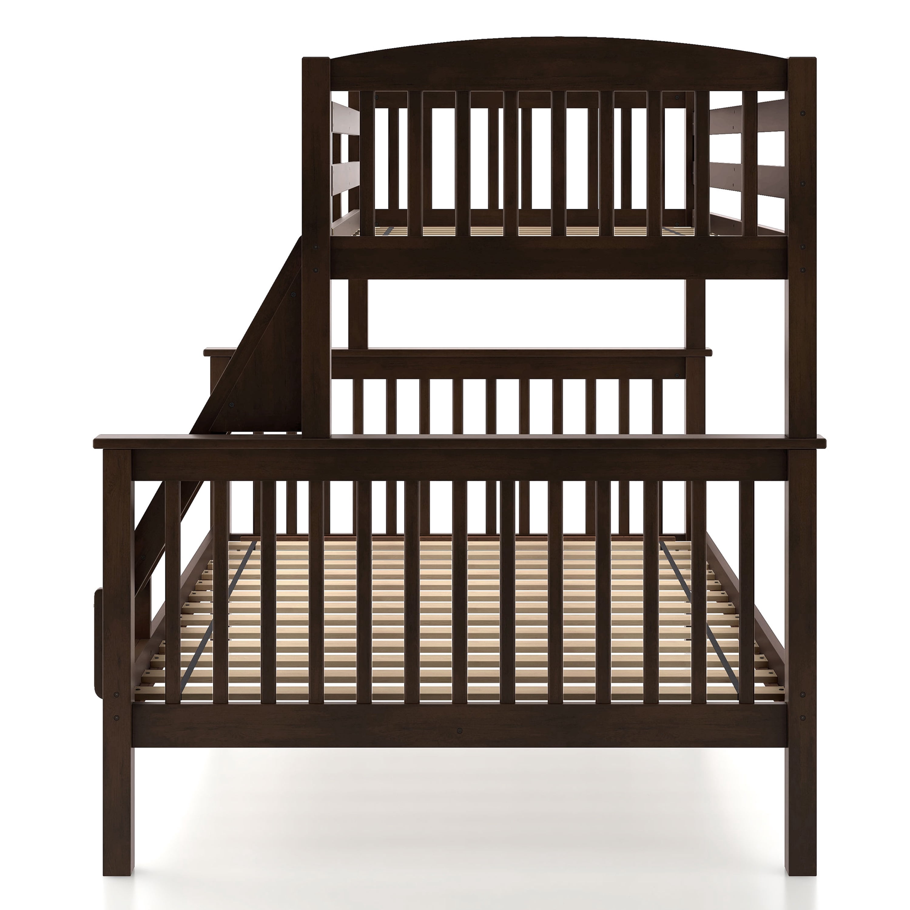 Furniture of America Aida Twin over Full Kids Wood Dark Brown Bunk Bed with Ladder