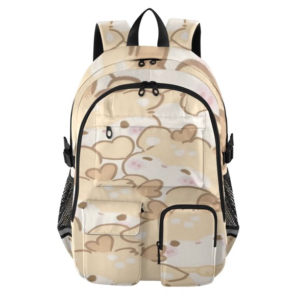 DIXRUYEE Golden Fawn Frolic Backpack for School 14”Laptop Compatible with Reflective Safety Strips