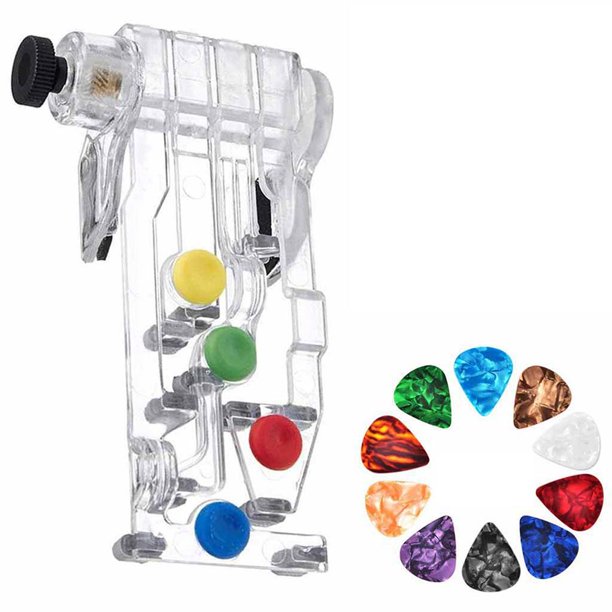 Sistema de aprendizaje de guitarra, herramientas de aprendizaje asistido por acordes de guitarra con 10 uds, púas de guitarra, regalo para principiantes de guitarra Serendint FN005786-00
