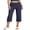 Dark Blue, variant on LMLYSoH Womens Wide Leg Capris Casual Fold Over Waist Stylish Solid Color Mid Rise Cropped Pants