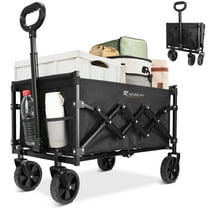 RAINBEAN Collapsible Wagon Cart Foldable Heavy Duty Folding Wagon Large Capacity Shopping Cart Utility for Camping Garden Beach Sports Fishing, Black (264lbs)