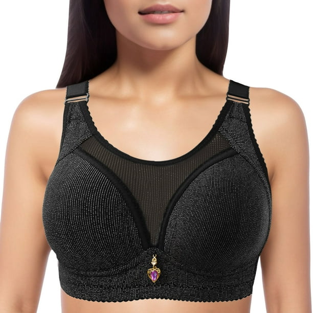 PEASKJP Minimize Bras for Women Jelly Strip Support Comfort Seamless Soft  Wirefree Bra, Black 40 