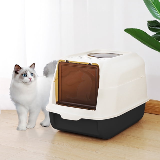 Fully Enclosed Cat Litter Box with Lid - Large Splash Proof Litter Tray for Cats, Includes Shovel for Easy Cleaning (字符数: 约146)