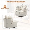 thumbnail image 3 of Muumblus Oversized Barrel Swivel Accent Chair Set of 2, Comfy Armchair with 3 Pillows, Modern Teddy Fabric Leisure Sofa Chair for Living Room, Bedroom, Ivory, 3 of 8