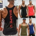 thumbnail image 2 of Solid Gym Men Stringer Tank Top Bodybuilding Fitness Singlets Muscle Vest Tee basketball jersey, 2 of 5