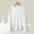 thumbnail image 2 of SELONE Women's Thermal Underwear Dralon Shirt Crewneck Long Sleeve Tops Soild Tight Bottom Pullover Clothes White, 2 of 4