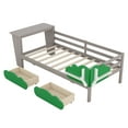 thumbnail image 5 of EUROCO Twin Size Daybed with Desk and Green Leaf Shelf and Drawers for Kids, Antique Gray, 5 of 15