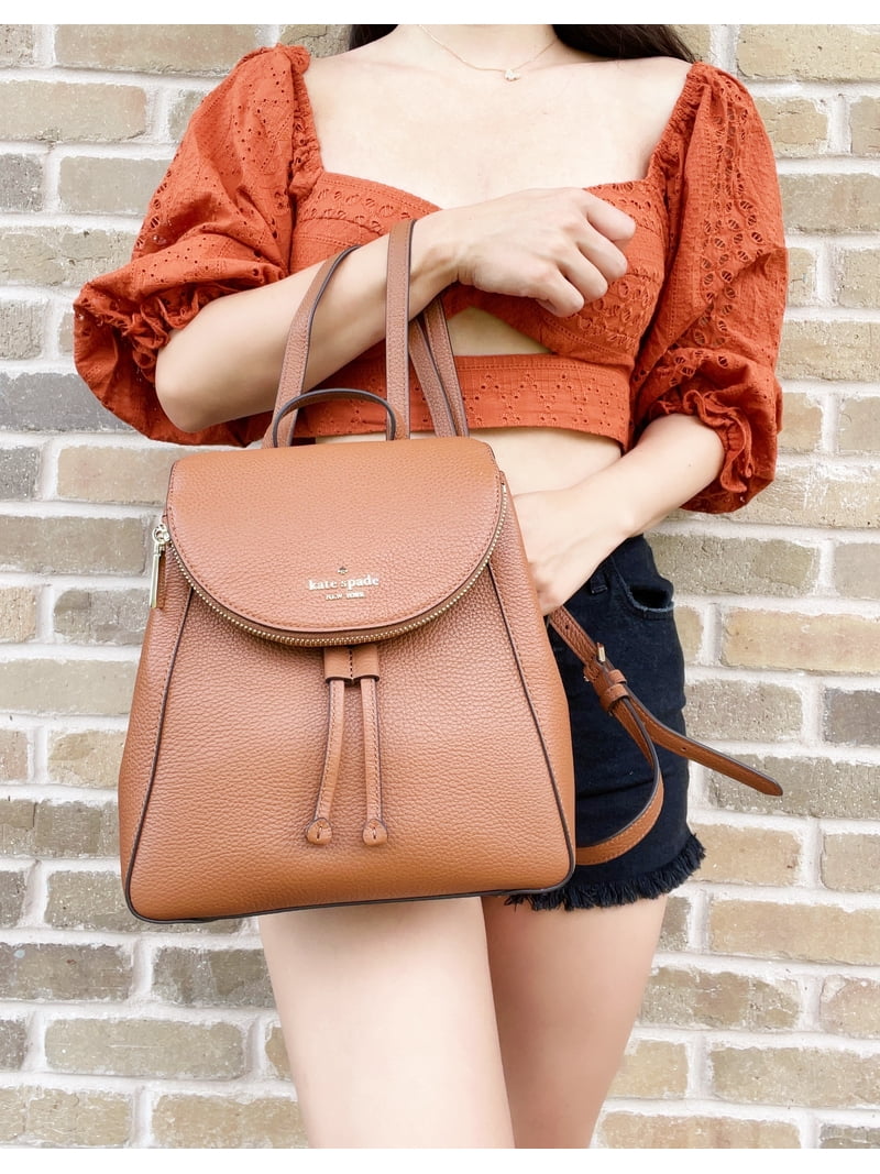 Kate Spade New York Leila Medium Flap Leather Backpack Warm 