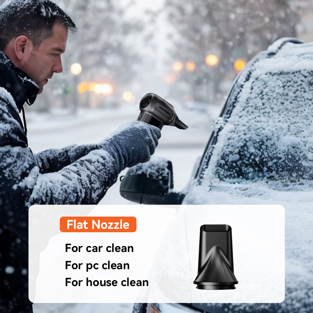 WOLFBOX DF100B 150000RPM Compressed Air Duster, Rechargeable Electric Air Blower with 3-Speed Adjustable, Cordless Powerful Mini Duster for Computer, Keyboard, Car, and Home Cleaning, Black
