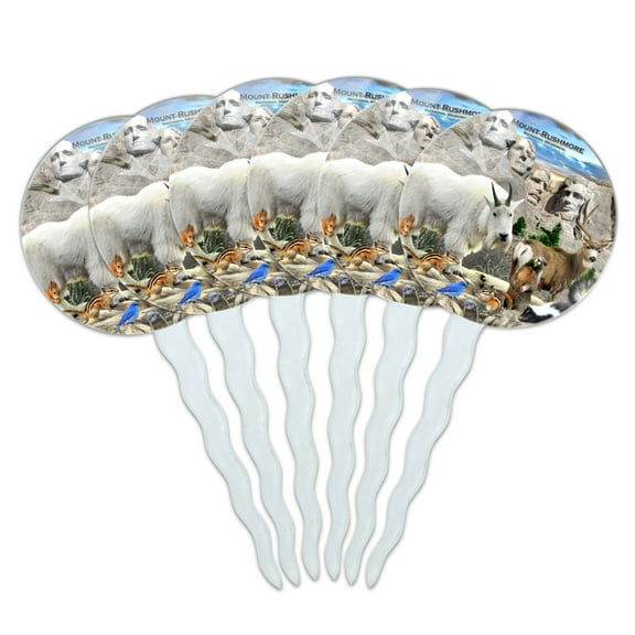 Mount Rushmore National Memorial South Dakota SD Animals Mountain Goat Cupcake Picks Toppers Decoration Set of 6