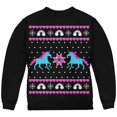 thumbnail image 2 of Unicorn Rainbow Ugly Christmas Sweater Youth Crewneck Sweatshirt with Santa Party Hat Headband, 2 of 4