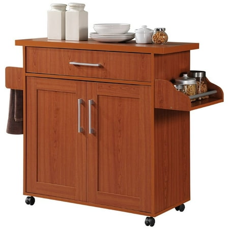 Pemberly Row Kitchen Island with Spice Rack in