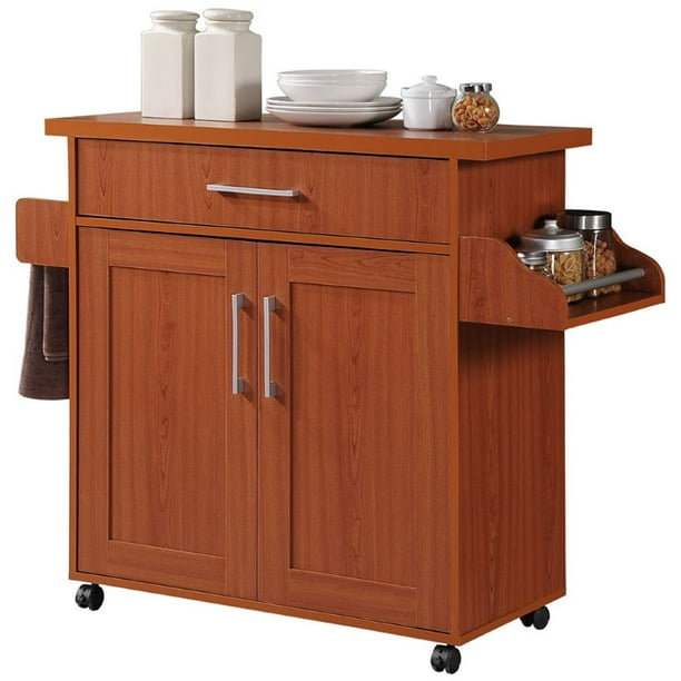 Pemberly Row Kitchen Island With Spice Rack In Cherry Com Pemberly Row Kitchen Island With Spice, Small Kitchen Island With Spice Rack