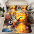 thumbnail image 2 of jejeloiu Rustic Mallard Twin Sheet Sets,Orange Sunset Bedding For Girls Boys 3pcs, 2 of 7