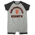 thumbnail image 2 of Newborn & Infant Heather Gray San Francisco Giants Extra Base Hit Raglan Full-Snap Romper, 2 of 3