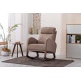 thumbnail image 3 of High Backrest Rocking Chair With Thick Padded Cushion and Side Pocket, Accent Glider Chair for Living Room, Bed Room, Office, Backyard, Front Porch, Outdoor Indoor Upholstered Fabric Chair, Camel, 3 of 9