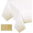 thumbnail image 3 of Paquete de 4 manteles de plástico desechables blancos y dorados para mesas rectangulares (54" x 108"), cubierta de mesa impermeable para cumpleaños, decoración de Año Nuevo 2024, 3 of 5