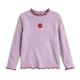 thumbnail image 5 of Spazoro Toddler Girls 100% Cotton Shirts, Fall Ruffle Neck Long Sleeve Stawberry Casual Basic Tee Tops for Girls Purple Size 7-8, 5 of 5