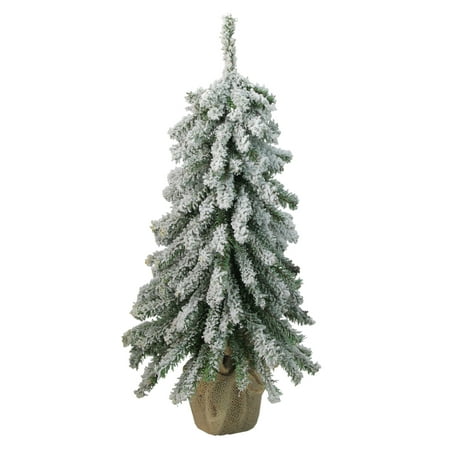 1.5' Potted Flocked Downswept Mini Village Pine Medium Artificial Christmas Tree -