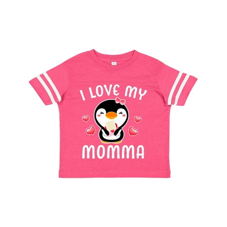 

Inktastic I Love My Momma with Cute Penguin and Hearts Gift Toddler Toddler Girl T-Shirt