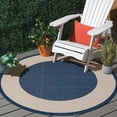 thumbnail image 2 of Safavieh Courtyard Justine Bordered Indoor/Outdoor Area Rug, Navy/Beige, 5'3" x 5'3" Round, 2 of 11