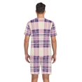 thumbnail image 6 of joogoo Men's Pajama Set Pink Checkered Grid Pattern V-Neck Pj Shorts Set 2 Piece Loungewear Sleepwear L, 6 of 7