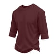 thumbnail image 2 of 3/4 Sleeve Shirt for Men Solid Color Crew Neck Baseball T-Shirts Casual Loose Fit Three Quarter Sleeve Tees Shirts Wine XXL, 2 of 6
