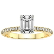 3 Carat IGI Certified Emerald Shape Lab Grown Diamond Engagement Ring | 14K Yellow Gold | Etienne Secret Halo Lab Diamond Ring | FG-VS1-VS2 Quality Friendly Diamonds