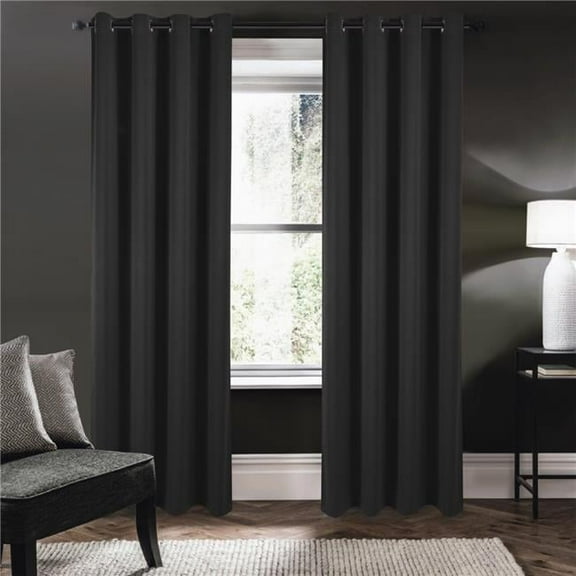 RT Designers Collection PNR52106 84 in. Riley 100 Percent Blackout Grommet Panels, Black