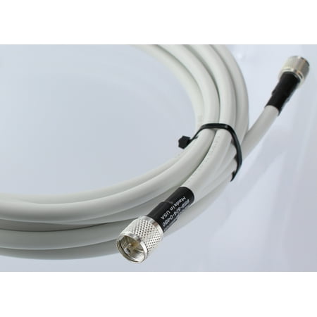 4mm Sterling Silver Cable Marine Radio VHF and AIS Antenna Jumper Cable with Silver Teflon PL-259 LMR400-W-PL259-25ft Made in the U.S.A. 25 Fee ()