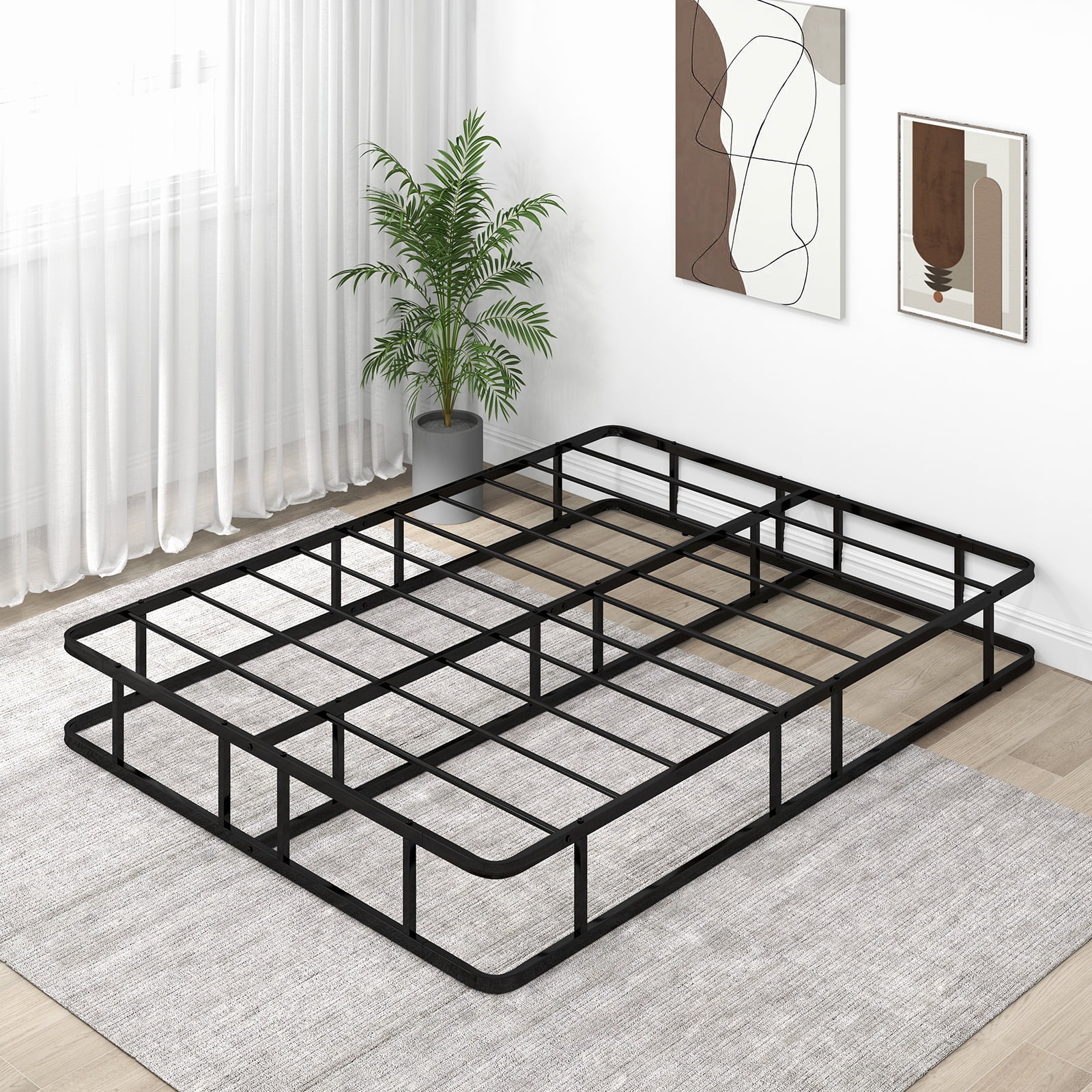 Giantex Queen Size Bed Frame, Metal Platform w/Heavy Duty Steel Slat Support, Mattress Foundation, No Box Spring Needed, Easy Assembly