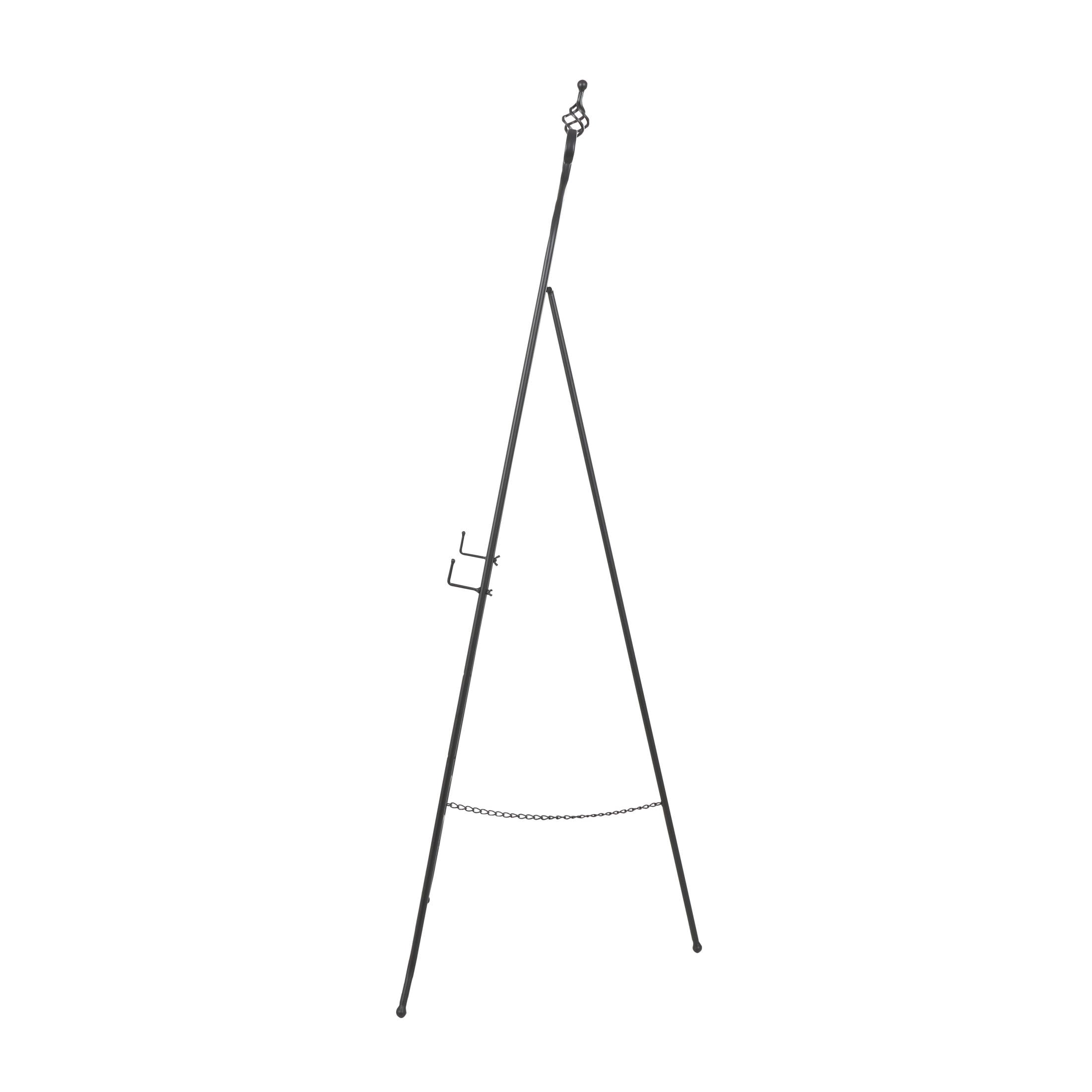 DecMode 21" x 63" Black Metal Tall Adjustable Floor 3 Level Scroll Easel, 1-Piece
