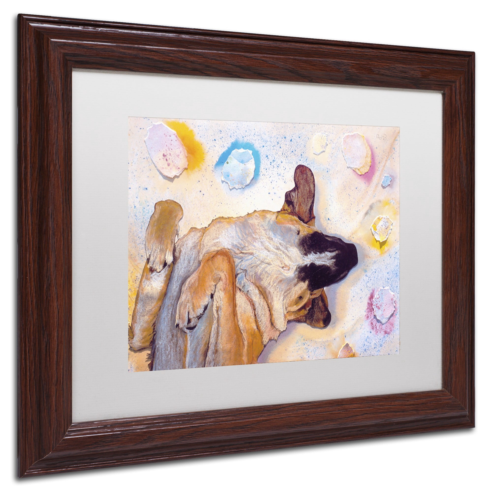 Trademark Fine Art "Dog Dreams" Canvas Art by Pat Saunders-White, White Matte, Wood Frame