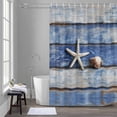 thumbnail image 5 of Summer Bathroom Shower Curtain, Beach Starfish Shell Blue Gradient Wood Grain Modern Waterproof Washable Soft Bath Curtain for Bathtub Decor with 12 Hooks&Grommet, 72x72 Inch, 5 of 9