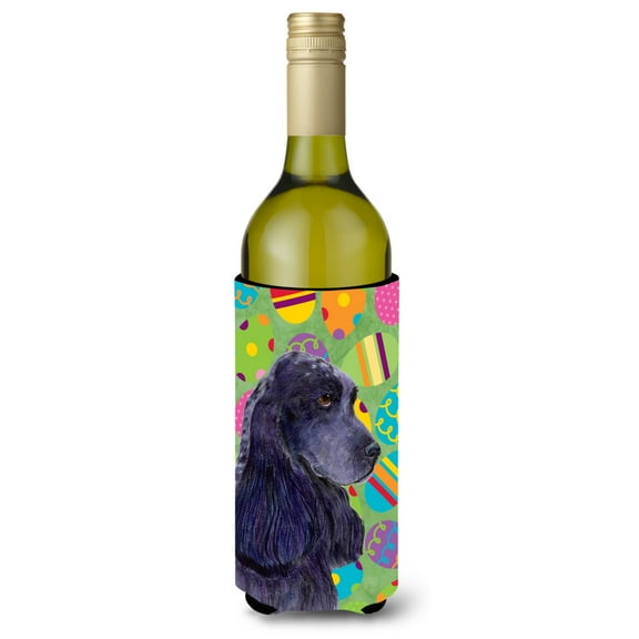 Carolines Treasures SS4816LITERK Cocker Spaniel Easter Eggtravaganza Wine Bottle Hugger Wine Bottle multicolor