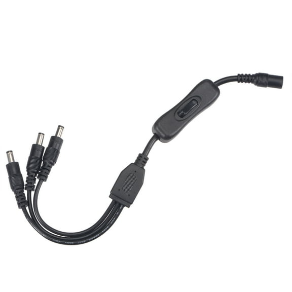 Uxcell DC Cable 5.5mm x 2.1mm 1 Female to 3 Male with Switch for Camera LED Tape 3 Pack