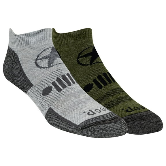 Jeep Men's Sport Performance Ankle Socks (Rubicon), Gray,