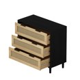 thumbnail image 6 of DUOSONG 31.50"3-Drawers Rattan Storage Cabinet Rattan Drawer,For Bedroom,Living Room,Dining Room,Hallways,Black Black MDF Furniture Primary Living Space Cabinets, 6 of 10
