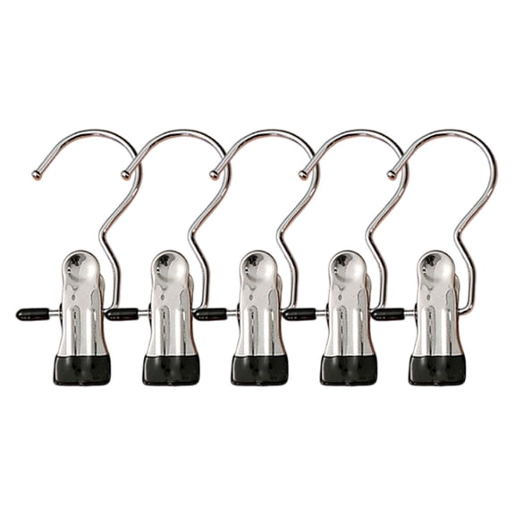 Boot Hangers Clips, 5 Pack Heavy Duty Laundry Clips, Multi Function Hanger Clips, Closet Storage Clothes pins, Space Saving Clothes Pins for Closet Organizer Pants Hats Socks Towels Clips, Black