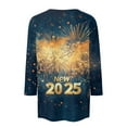 thumbnail image 4 of Women's Happy New Year Shirt 3/4 Sleeve Glitter Graphic Top Festive Holiday Party Wear, 4 of 5