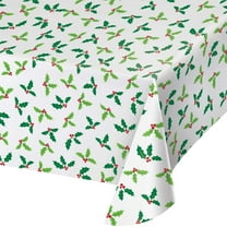 Christmas Holly All Over Print Plastic Tablecloth