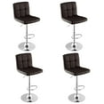 thumbnail image 1 of Gymax Ensemble de 4 Tabourets de Bar en Cuir PU Pivotants avec Hauteur Réglable Brun, 1 of 10