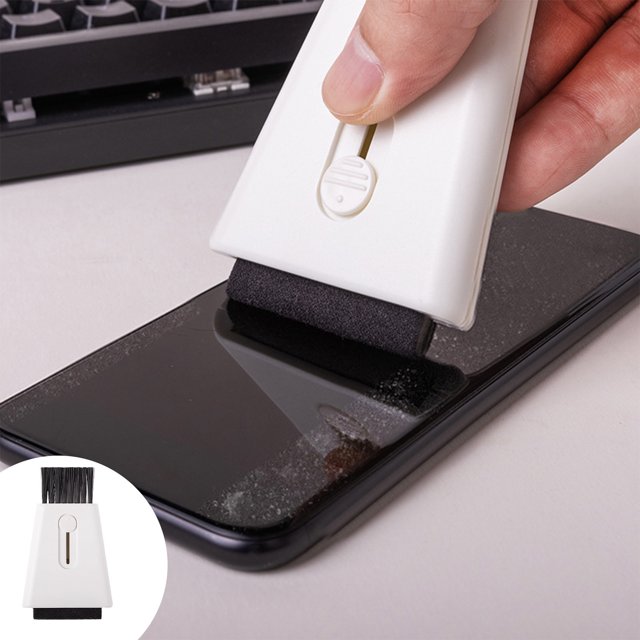 Brosse de Nettoyage à Double Tête, Nettoyeur d'Écran et de Clavier Rétractable avec Poils Doux, Design Compact Portable pour Ordinateur Portable Tablette Téléphone Intelligent, Outil de Suppression de Poussière Multi-Appareils, Microfibre Sans Rayures
