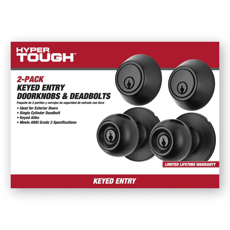 Hyper Tough 2-Pack Keyed Entry Doorknob and Deadbolt Combo, Matte