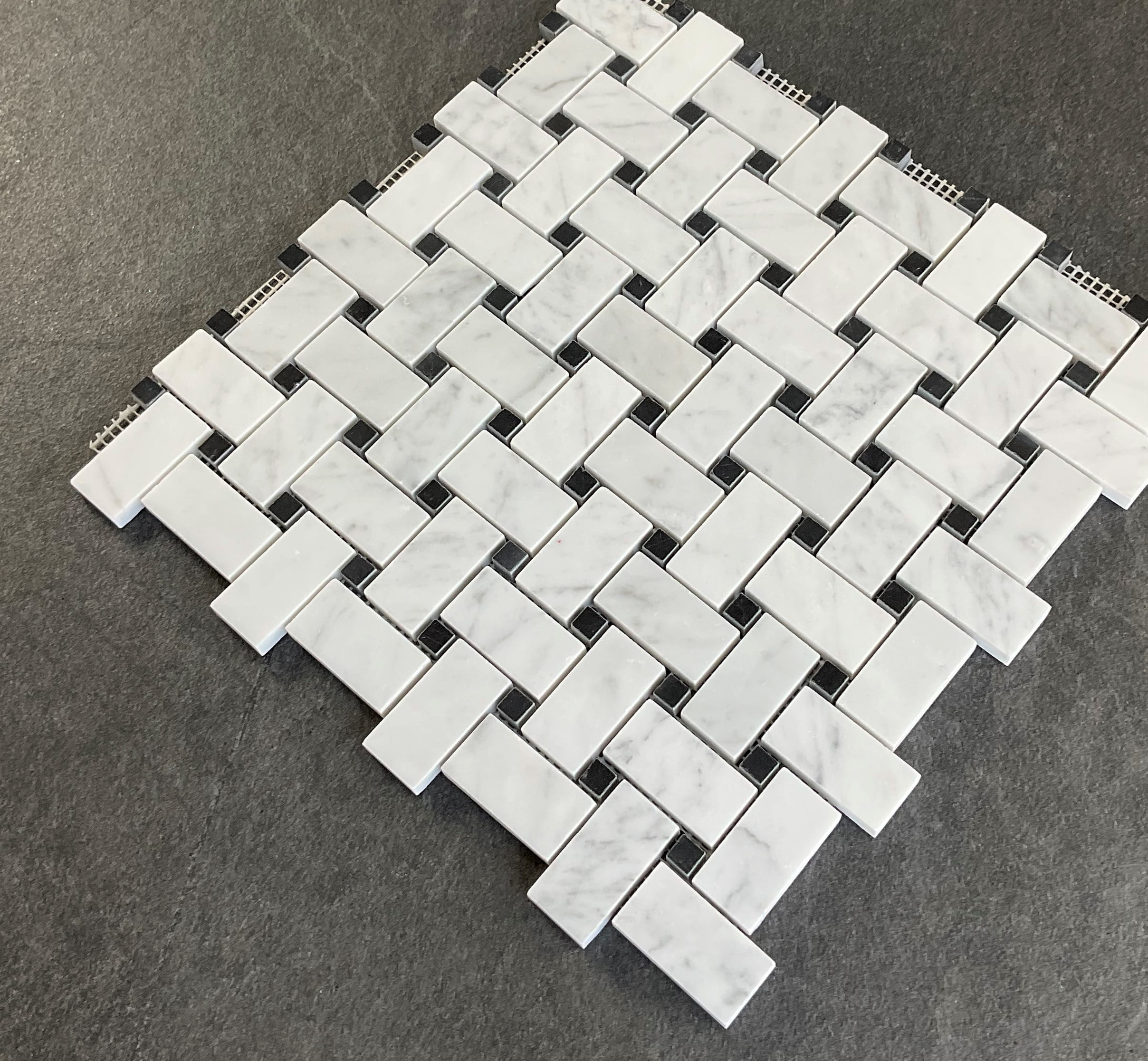 10 Sheets of 1" x 2" Marble Basketweave Mosaic Wall & Floor Tile
