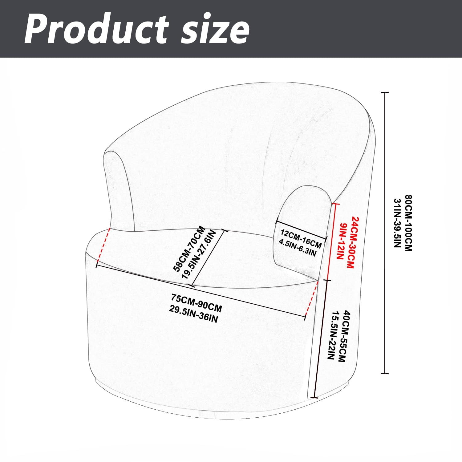 Round Club Swivel Barrel Chair Cover Modern Accent Round Club Armchair Slipcover Soft Stretch Chair Covers for Living Room,Barrel Chair Cover,Stretch Swivel Chair Slipcover Soft Barrel Sofa Cover