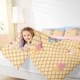 thumbnail image 4 of Manfei Sweet Initial T Print 7pcs Queen Bedding,Cartoon Ice Cream Bedding Comforter Set Queen,Yellow,Pink Reversible, 4 of 7