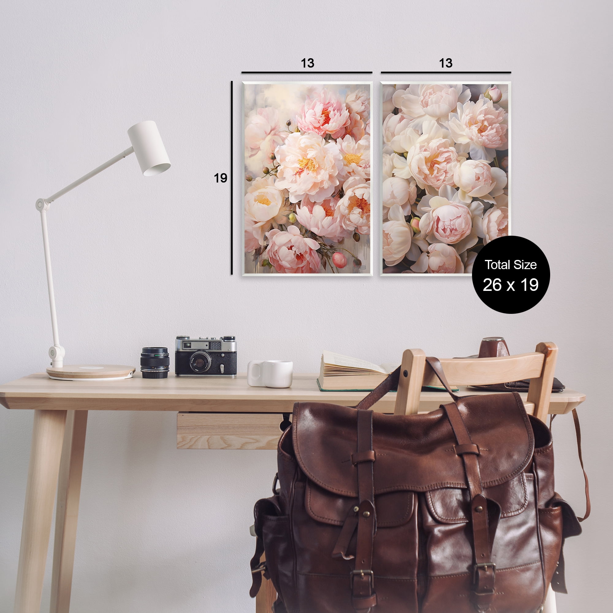 Stupell Industries Soft Pink Cabbage Roses Plants & Flowers Painting Unframed Art Print Wall Art, 13 x 19, Set of 2