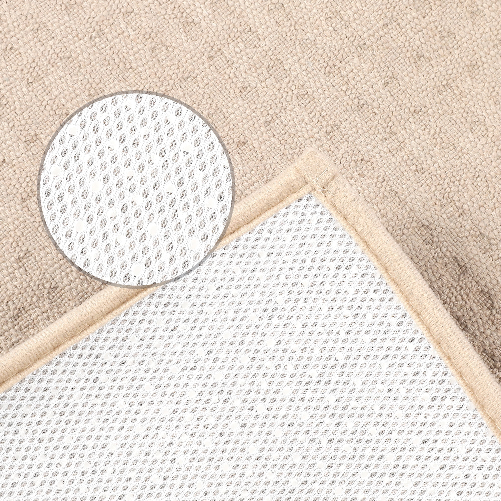 Unique Bargains Weaving Pattern Soft Absorbent Bath Mat Beige 16" x 24"